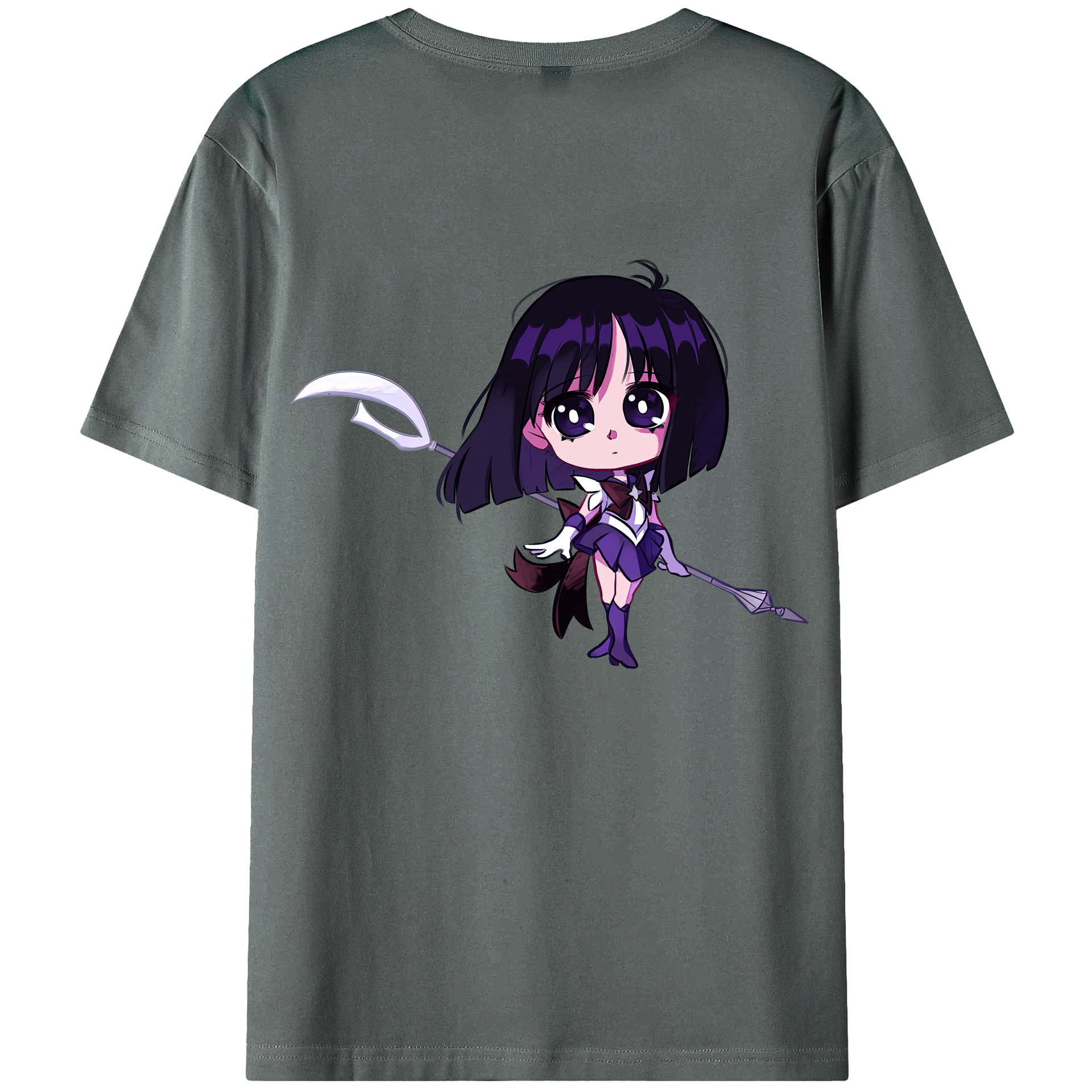 （画像用） 美少女戦士セーラームーン 土萠ほたる Sailor Moon Tomoe Hotaru （セーラーサターン；Sailor Saturn） 綿100％ メンズ半袖Tシャツ（バックプリント） 通気性